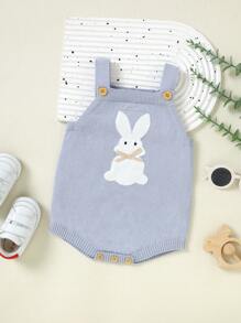 Baby Rabbit Pattern Knit Bodysuit Without Tee