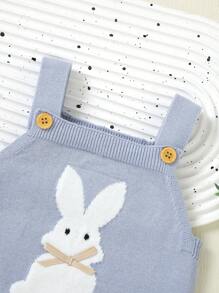 Baby Rabbit Pattern Knit Bodysuit Without Tee