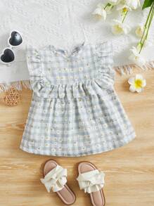 SHEIN Tops em bé Xù Dây kéo Hoa Kẻ sọc - Nhiều màu - Xem 1