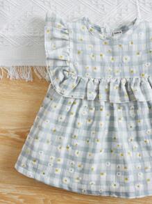 SHEIN Tops em bé Xù Dây kéo Hoa Kẻ sọc - Nhiều màu - Xem 3