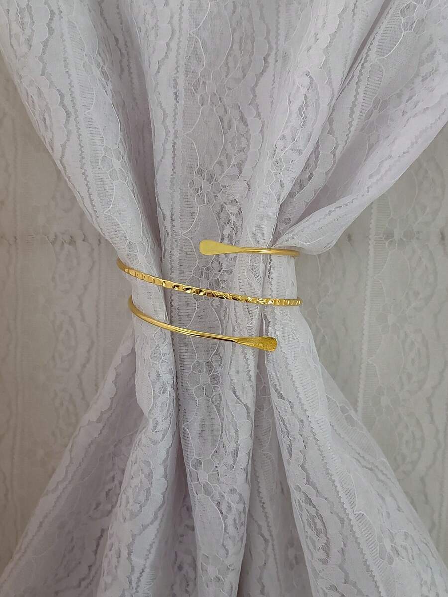 2入組素色窗簾擋板 - 金色 - 查看 1