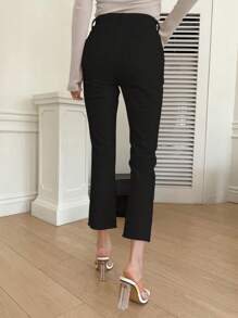 DAZY 高腰喇叭九分牛仔褲 - 黑色 - 查看 2