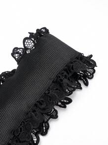 1pc Women Lace Trim Symmetrical Buckle Fashionable Elastic Belt For Dress Decoration - Black - View 4