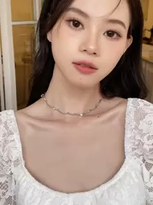 DAZY 1入組時尚簡約鋅合金水鑽裝飾頸鏈適合女士日常裝飾