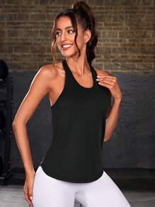 Yoga Basic Áo Tees & Tanks  Thể thao Nữ Tương phản Mesh Hình học - màu đen - Xem 4