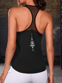 Yoga Basic Áo Tees & Tanks  Thể thao Nữ Tương phản Mesh Hình học - màu đen - Xem 1