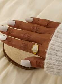 Dellgoo 1pc Fashion Stainless Steel Oval Decor Cuff Ring For Women For Daily Decoration