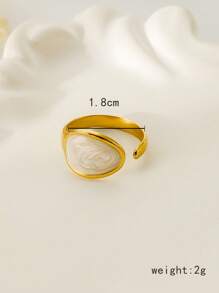 Dellgoo 1pc Fashion Stainless Steel Oval Decor Cuff Ring For Women For Daily Decoration