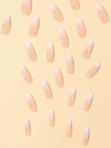 Upgrade Your Look with 24pcs Long Coffin Pink Gradient Fake Nail & 1pc Nail File & 1sheet Nail Tape - Multicolor - View 4