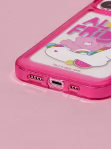 SHEIN X Care Bears 1pc Cartoon Bear & Letter Graphic Clear Phone Case With Lanyard, Compatible With IPhone - Multicolor - View 6