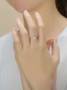 Nhẫn Bạc Trang Trí Đá Cubic Zirconia - Bạc - Xem 2