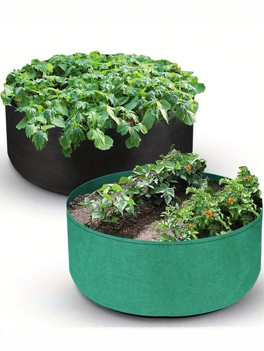 1 Nồi Vải Không Dệt Cho Vườn Ươm, Nồi Ươm Màu Xanh Lá Cây Tối Giản Cho Sân Vườn - màu đen - Xem 1