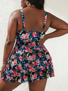 SHEIN Swim Curve 大码花卉印花高腰比基尼夏季海滩 - 彩色 - 查看 2