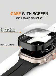 2pcs Screen Protection Tempered Film Compatible With Apple Watch - Black - View 3