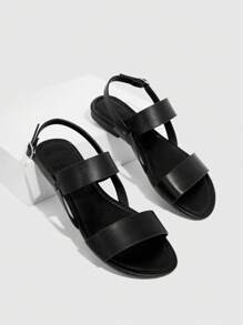 CUCCOO BIZCHIC Woman Shoes Double Strap Flat Comfortable Elegant Black Slingback Sandals For Summer Vacation Shoes Summer Elegant Basics Business Casual Business Chic Spring Shoes Spring Break Easter