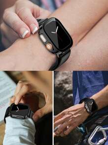 2pcs Screen Protection Tempered Film Compatible With Apple Watch - Black - View 7