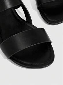 CUCCOO BIZCHIC 女士鞋双带平底舒适优雅黑色露跟凉鞋夏季度假鞋夏季促销优雅基础款商务休闲商务时尚圣诞秋季新年假期 - 黑色 - 查看 5