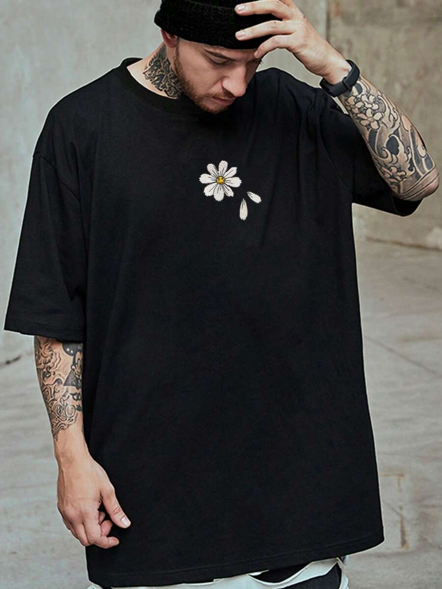 Manfinity LEGND Men Plus Floral Print Tee - Black - View 1