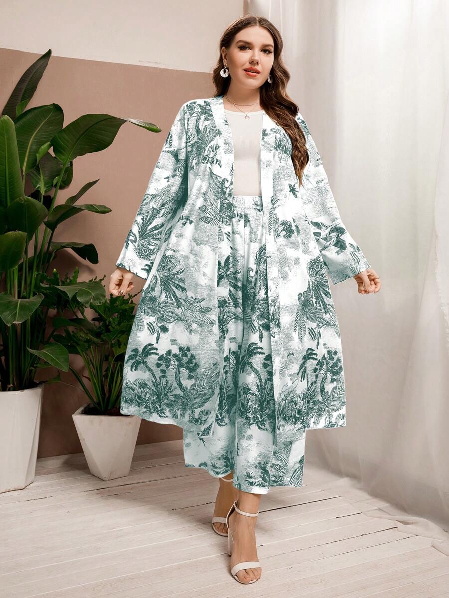 Al Najma Bộ thời trang Plus Size Nhiệt đới Boho - Màu xanh Bạc hà - Xem 1