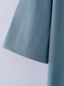 Manfinity 男士印花T恤 - 藍色 - 查看 3