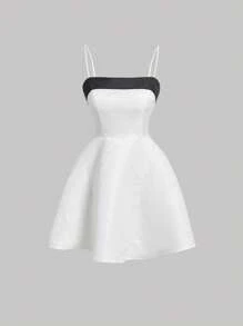 SHEIN MOD Vestido de tirantes de color combinado con cremallera trasera