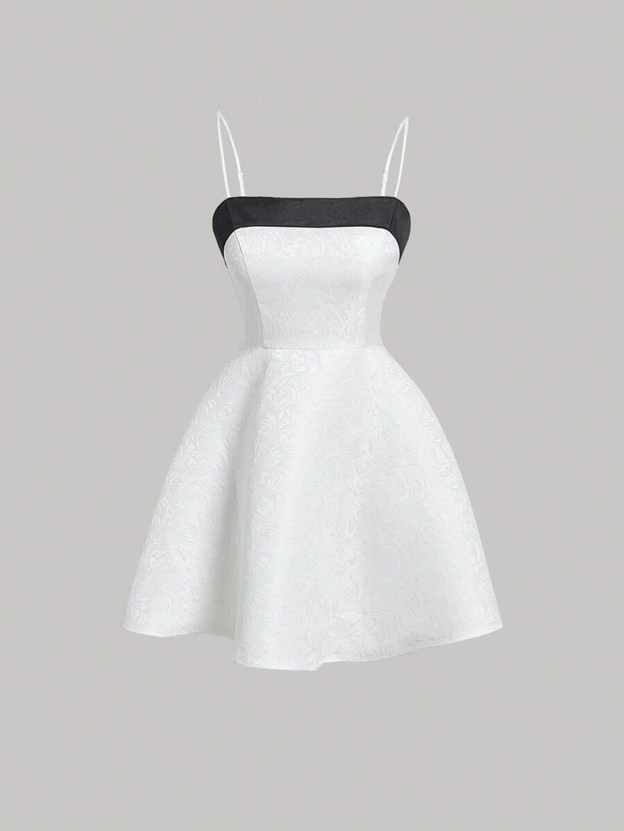 SHEIN MOD Vestido de tirantes de color combinado con cremallera trasera