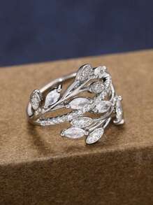 1 Chiếc Vòng Trang Trí Lá Đính Đá Cubic Zirconia Quyến Rũ Cho Nữ Làm Quà Tặng Ngày Lễ Tình Nhân - Bạc - Xem 2