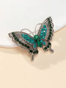 1pc Glamorous Zinc Alloy Rhinestone Decor Butterfly Design Brooch For Women For Daily Decoration - Multicolor - View 1