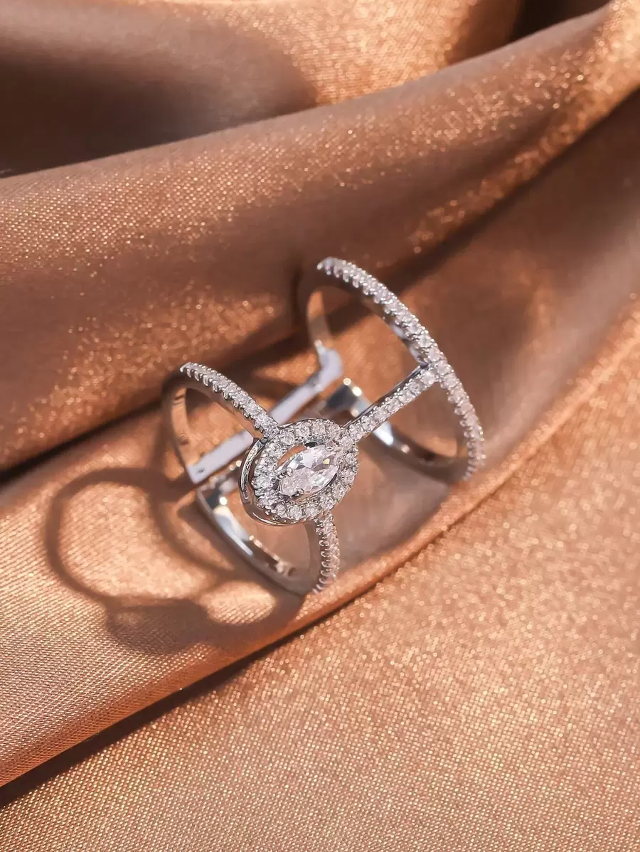 rakol 方晶鋯石裝飾開口戒指適合女士適合派對宴會婚禮