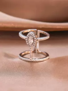 rakol 方晶鋯石裝飾開口戒指適合女士適合派對宴會婚禮 - 銀色 - 查看 5