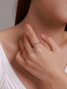 Chain Design Silver Ring - Silver - View 2