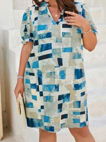 Đầm Plus Size Hình học Giải trí - Nhiều màu - Xem 1