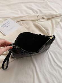 1 件闪亮透明信封手拿包，矩形塑料水钻装饰女士派对手提包，送给女朋友的礼物 - 黑色 - 查看 5