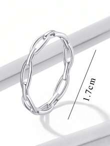 Chain Design Silver Ring - Silver - View 4