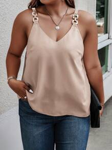 EMERY ROSE Plus Solid Cami Top - Apricot - View 3