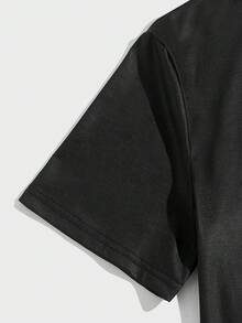 ROMWE MEN Goth Guys Skeleton & Letter Graphic Tee - Black - View 3