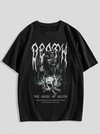 Camiseta Gráfica Con Cráneo Para Hombre