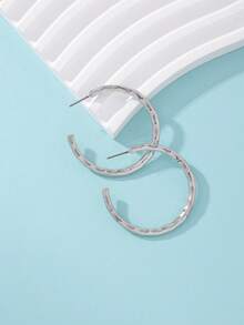 Bông tai vòng bít tối giản - Bạc - Xem 2