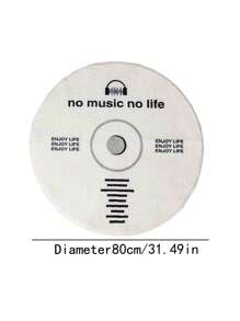 1pc Slogan Graphic Round Rug, Retro Disc Design Carpet, For Living Room, Bedroom ,Room Decor - Multicolor - View 3