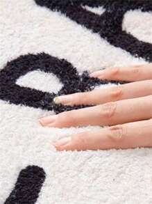 1pc Slogan Graphic Round Rug, Retro Disc Design Carpet, For Living Room, Bedroom ,Room Decor - Multicolor - View 4