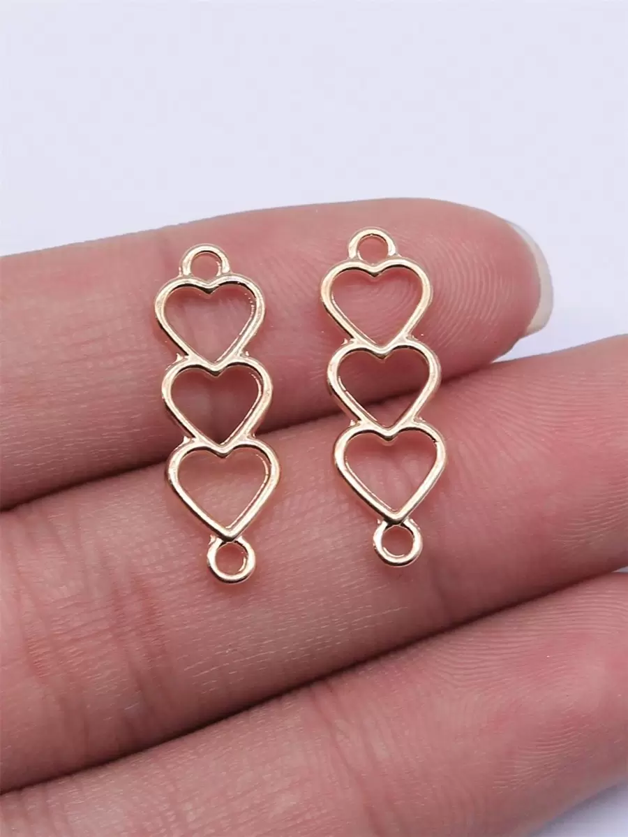 25入組心DIY首飾配件 - 金黃色 - 查看 1