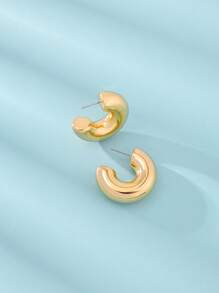 Anting Hoop Manset Minimalis - Yellow Gold - View 2