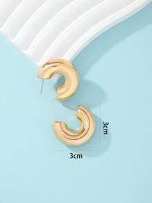 Anting Hoop Manset Minimalis - Yellow Gold - View 3