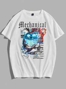 ROMWE MEN Street Life Guys Slogan Graphic Tee - White - View 1