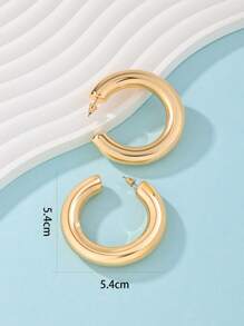 1 Pair Minimalist Exaggerated Geometric Hoop Earrings For Women - Yellow Gold - View 3