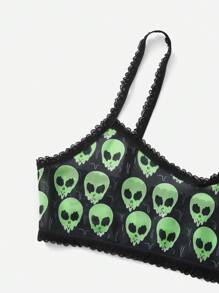 Therisingrose Alien Print Contrast Lace Lingerie Set - Multicolor - View 3