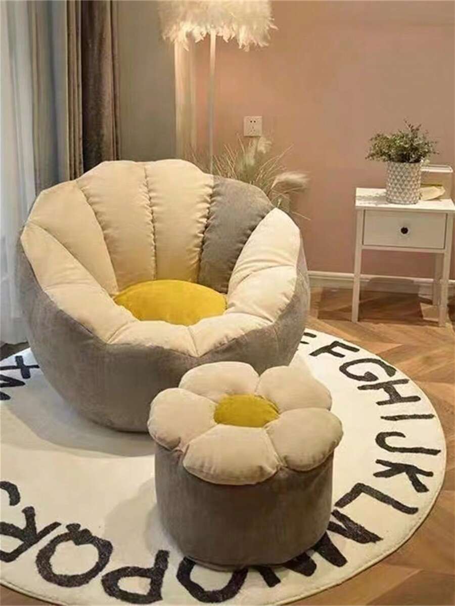 1 pieza Alfombra redonda de poliéster borrosa con gráficos de letras, para decoración de dormitorio, sala de estar y habitación - Multicolor - Ver 1