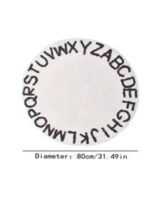 1 pieza Alfombra redonda de poliéster borrosa con gráficos de letras, para decoración de dormitorio, sala de estar y habitación - Multicolor - Ver 3