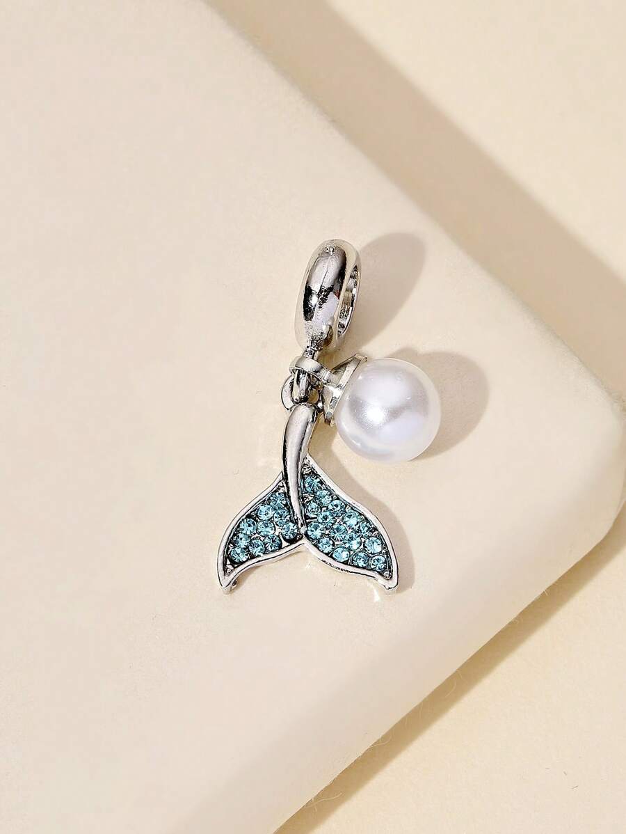 Colgante De Bricolaje De Aleación De Cola De Pez De Estrás Y Perla Falsa - Multicolor - Ver 1