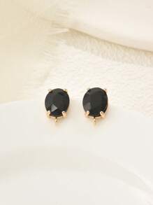 2 Cái/bộ Thời Trang Hình Bầu Dục Trang Trí Tự Làm Bông Tai Phụ Kiện Dành Cho Nữ Để Tự Làm Trang Sức Làm - màu đen - Xem 1